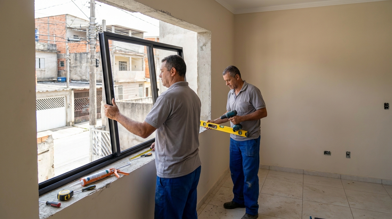 Esquadria de alumínio com vista para rua em Juiz de Fora-MG